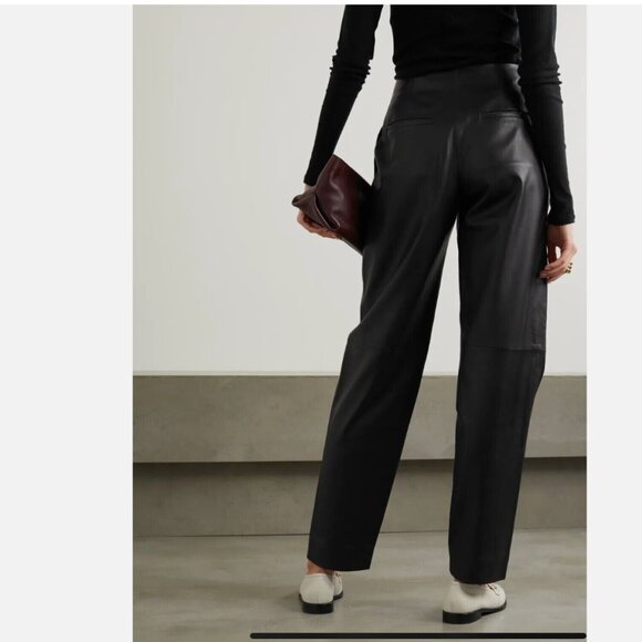 New VINCE Black Leather Trousers Pants - Picture 2 of 9